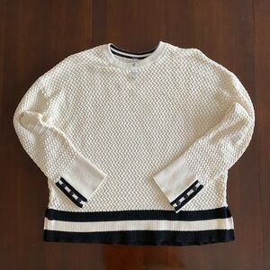 Lou & Grey women’s sweater with a snap detail on sleeve